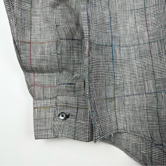 Vintage Saks Fifth Avenue Pure Linen Check Houndstooth Shirt - Picture 2 of 8